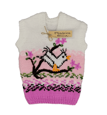 Vesta tricotata manual pentru copii Atelierul lui Pishppy Pasarica Rica 1